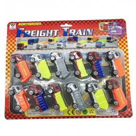 Vỉ đồ chơi 12 xe ben, xe đổ rác Freight Train chạy trớn