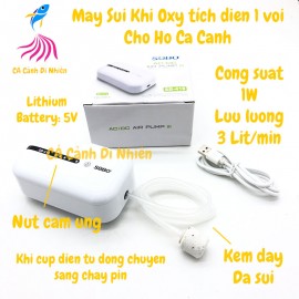 Máy Sủi Khí Oxy 1 Vòi Tích Điện SOBO SB-418 1W cho hồ cá kèm dây+đá sủi