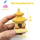 Nhà vuông tháp mái 2 tầng bằng gốm sứ trang trí hồ cá hòn non bộ