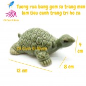 Tượng rùa bằng gốm sứ tráng men làm tiểu cảnh trang trí cho hồ cá size 12 cm