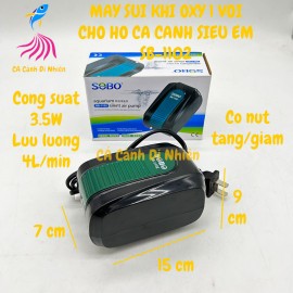 Máy sục sủi khí oxy 1 vòi 3.5W 4L/min SOBO SB-1102 cho hồ cá siêu êm