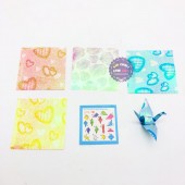 Bộ 100 giấy xếp hạc ánh kim nhiều màu có hoa văn size 7x7cm