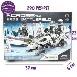 Hộp đồ chơi lắp ráp xe trượt tuyết Across Battlefield 290 miếng XB06009