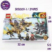 Hộp đồ chơi lắp ráp Ninja rồng VÀNG 2 đầu 241 miếng SX3009-1