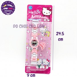 Vỉ đồng hồ mắt xích cho bé hình Kitty bằng nhựa 777-144