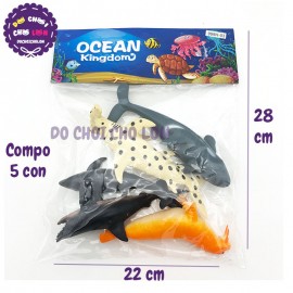 Bộ 5 con sinh vật biển: hải cẩu, cá heo Ocean Kingdom 999H-03