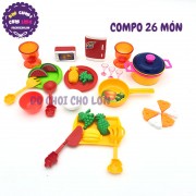Bộ đồ chơi nấu ăn nhà bếp tủ lạnh 26 món bằng nhựa 2018
