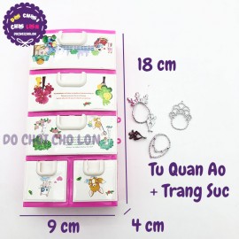 Bộ đồ chơi tủ quần áo 4 tầng + trang sức cho bé bằng nhựa