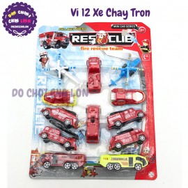 Vỉ đồ chơi 12 xe cứu hỏa trực thăng, tàu thuyền chạy trớn 833-120