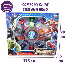 Đồ chơi 10 xe hơi siêu anh hùng bằng SẮT xếp hình tròn 0418-30