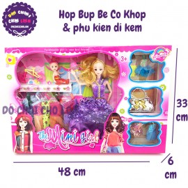 Hộp đồ chơi búp bê có khớp bằng nhựa & phụ kiện 8439