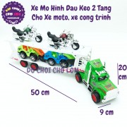 Đồ chơi xe đầu kéo 2 tầng chở xe mô tô, công trình chạy trớn 688-2A