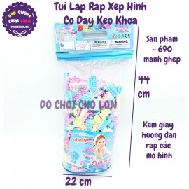 Túi đồ chơi lắp ráp mini 690 mảnh ghép có dây kéo Blocks 812-1A