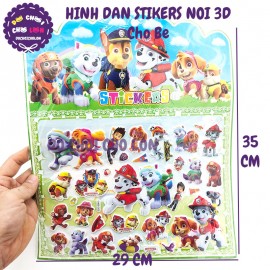 Hình dán sticker nổi 3D hình hoạt hình các loại size 35x29 cm