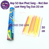 Hộp 50 que phát sáng + kèm nút gắn làm vòng tay Glow Stick size 20 cm