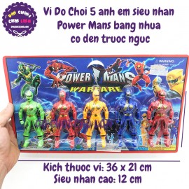 Vỉ đồ chơi 5 anh em siêu nhân Power Mans bằng nhựa có đèn 408-4