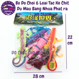 Bộ đồ chơi 6 loài bò sát tắc kè Màu Chít đủ mẫu + trứng + cây bằng nhựa 688-5A