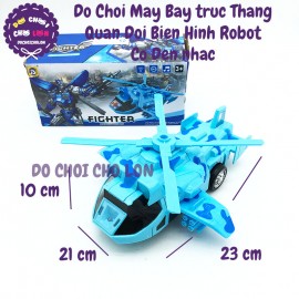 Hộp đồ chơi trực thăng quân đội biến hình Robot có đèn nhạc 8999A