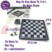 Trò chơi bộ cờ Vua Quốc Tế 3 in 1 đế nam châm bằng nhựa 9888A