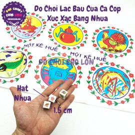 Đồ chơi lắc bầu cua cá cọp xúc xắc bằng NHỰA size 1.5 cm