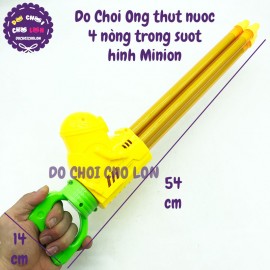 Đồ chơi ống thụt nước 4 nòng hình Minion ống trong suốt lớn 913
