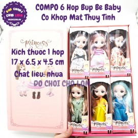 Bộ 6 hộp búp bê baby có khớp nối tay chân mắt thủy tinh 999-16