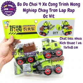 Đồ chơi 4 xe công trình NÔNG NGHIỆP lắp ráp ốc vít chạy trớn XY01-1