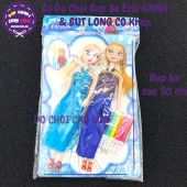 Bộ đồ chơi búp bê công chúa Elsa và Anna có khớp & BÚT LÔNG