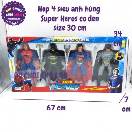 Hộp đồ chơi 4 siêu anh hùng Super Heroes dùng pin có đèn size 30 cm 8881