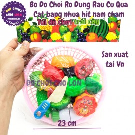 Đồ chơi nấu ăn rổ đựng rau củ cắt hít nam châm bằng nhựa LT5088-6T