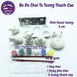 Bộ đồ chơi tô tượng thạch cao 6 tượng size 5 cm kèm cọ, màu và khay pha màu