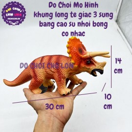 Đồ chơi khủng long tê giác 3 sừng 30 cm bằng cao su nhồi bông có nhạc CQS709-1B