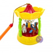 Lồng đèn trung thu mái đình 3 chú ngựa dùng pin có đèn nhạc