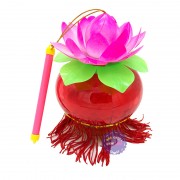 Lồng đèn trung thu quả cầu bông sen 3D dùng pin có đèn nhạc