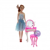 Bộ đồ chơi búp bê gái & bàn ghế trang điểm bằng nhựa