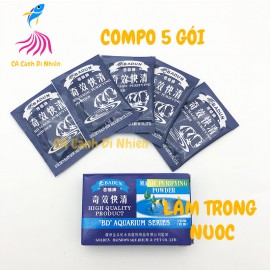 Hộp 5 gói bột BADUN làm trong nước hồ cá thủy sinh