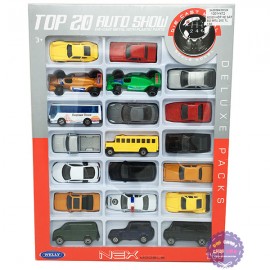 Hộp đồ chơi mô hình các loại xe bằng sắt 20 chiếc 1:60