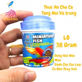 Thức ăn cho cá nhỏ thủy sinh Miniature Fish dạng hạt lọ XANH 38 Gram