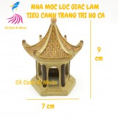 Nhà móc lục giác trung làm tiểu cảnh trang trí cho hồ cá size 9x7 cm