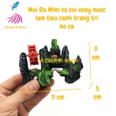 Núi đá có cối xoay nước làm tiểu cảnh trang trí hô cá 160A