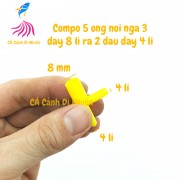 Bộ 5 ống NỐI NGÃ 3 dây 8 Li (8mm) ra 4 Li (4mm) cho hồ cá cảnh