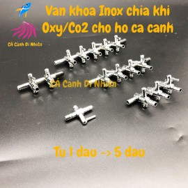 Van khóa Inox chia khí Oxy/Co2 cho ống dây 4 ~ 6 li hồ cá cảnh
