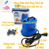 Máy bơm hút đáy 360 độ 60W Xin Xiu bơm chìm hút cặn bể cá WP-5000B