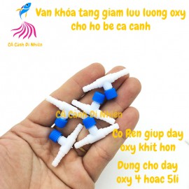 Van KHÓA DÂY oxy 2 ĐẦU TRẮNG XANH có ren tăng giảm lưu lượng oxy hồ cá cảnh