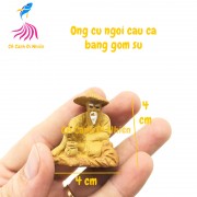 Ông già ngồi câu cá bằng gốm sứ làm tiểu cảnh trang trí hồ cá cao 4 cm