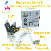 Đèn led kẹp góc hình chiếc lá màu trắng xanh Jeneca X1 cho hồ cá 20 cm