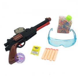 Hộp đồ chơi súng lục dài ổ xoay bắn đạn xốp đạn nước & mắt kiếng