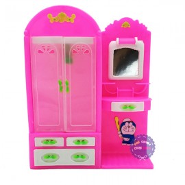 Đồ chơi tủ quần áo hồng và bàn trang điểm cho búp bê