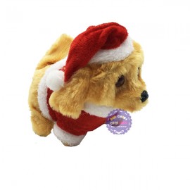 Đồ chơi chú chó lông xù Noel biết đi và sủa dùng pin có đèn